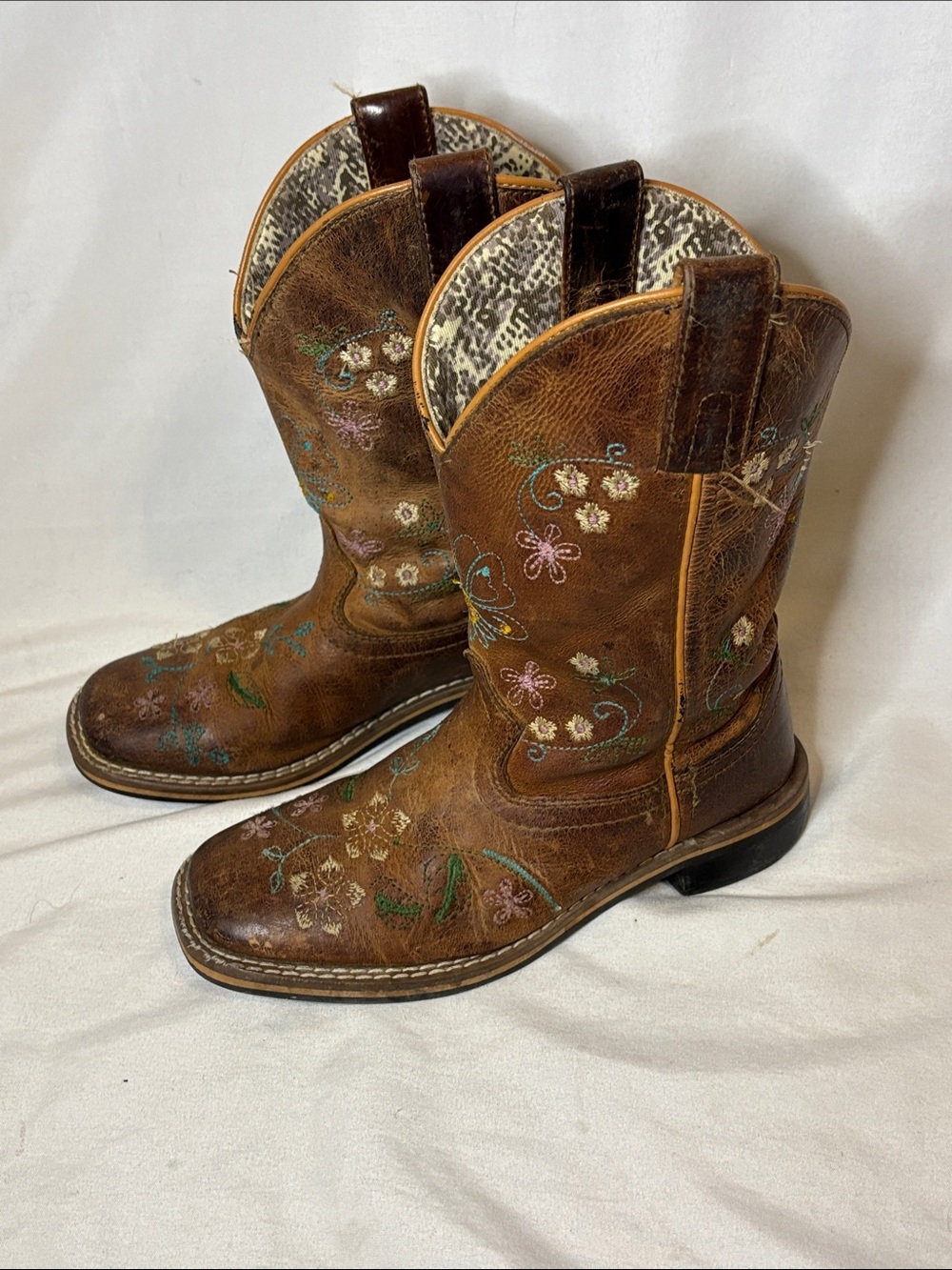 Smoky Mountain Embroidered Floralie Western Boots Square Toe Girls 12.5